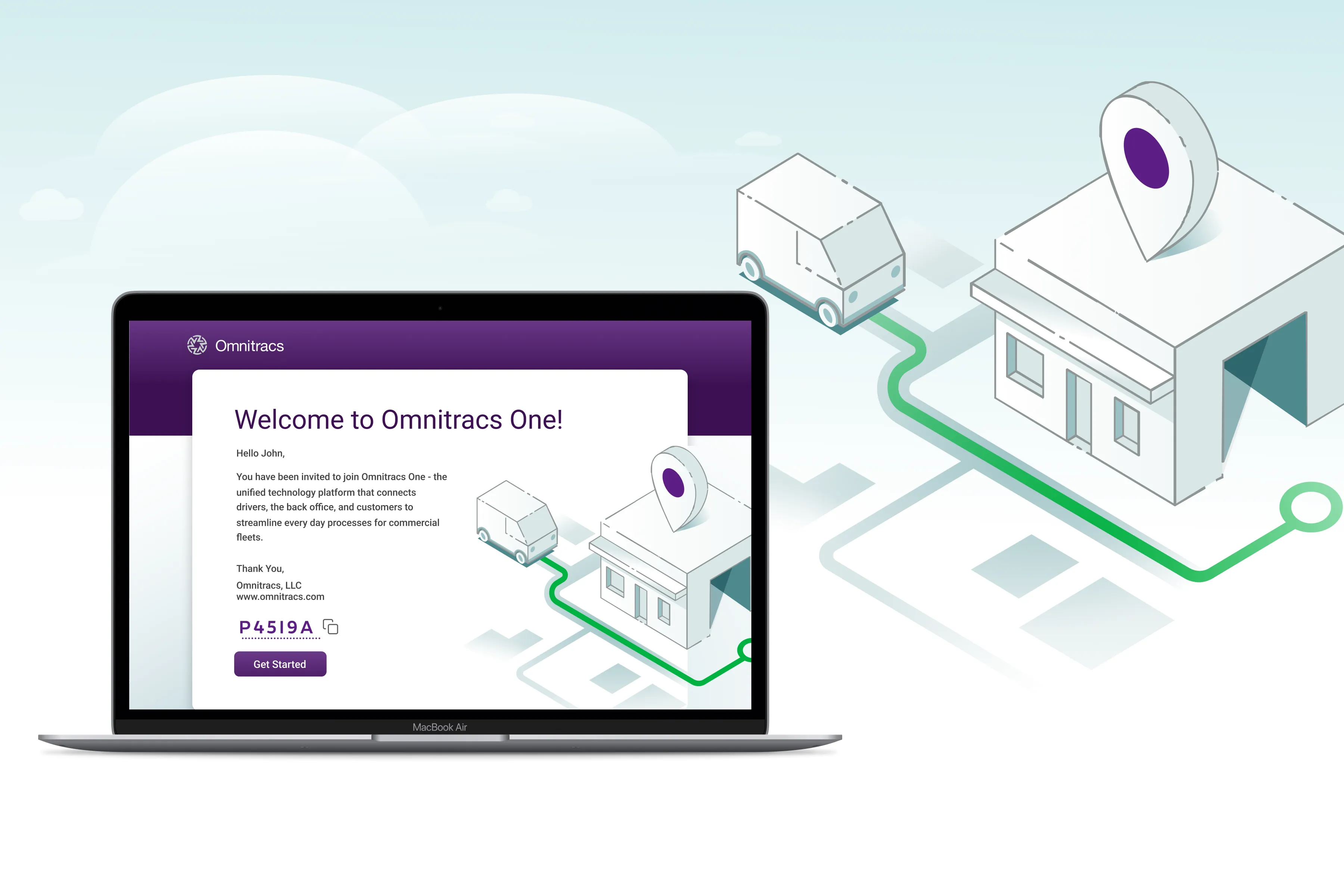 Omnitracs illustration — driver on the open road