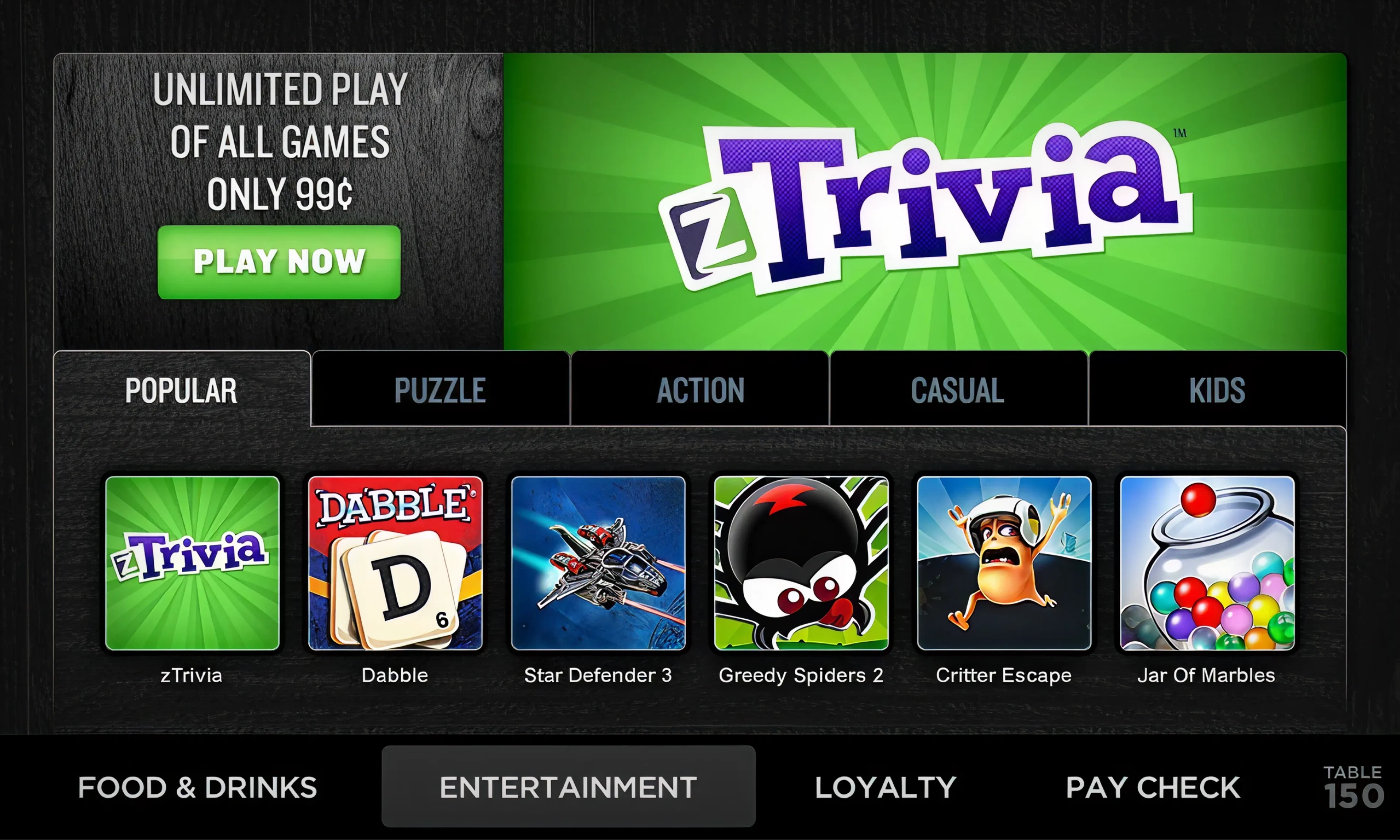 zTrivia gameplay — results screen